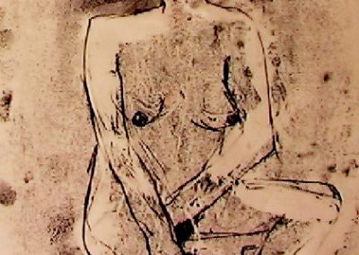 nude seated - monoprint